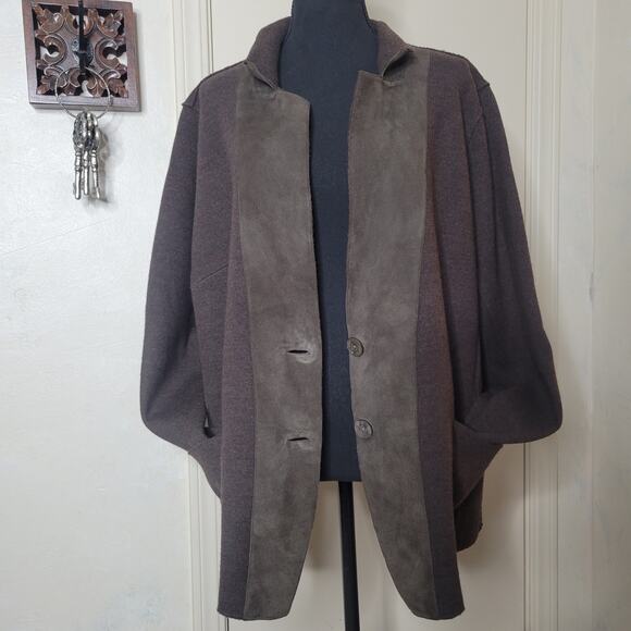 EILEEN FISHER Women Lamb Suede Merino Wool Felted Knit Blazer Jacket Shacket✨️2X - Picture 5 of 16